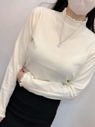 柔感木耳邊高領打底上衣