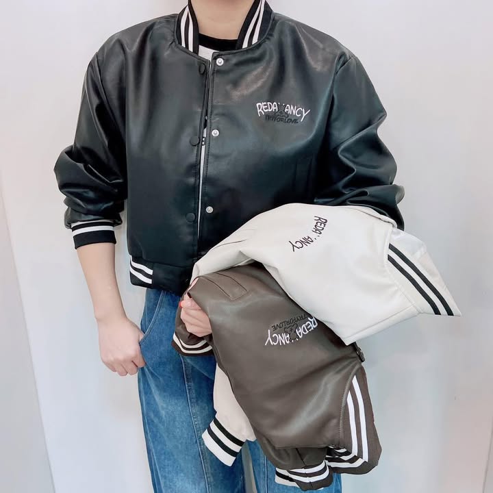 韓系短版棒球外套(皮感):圖片 3