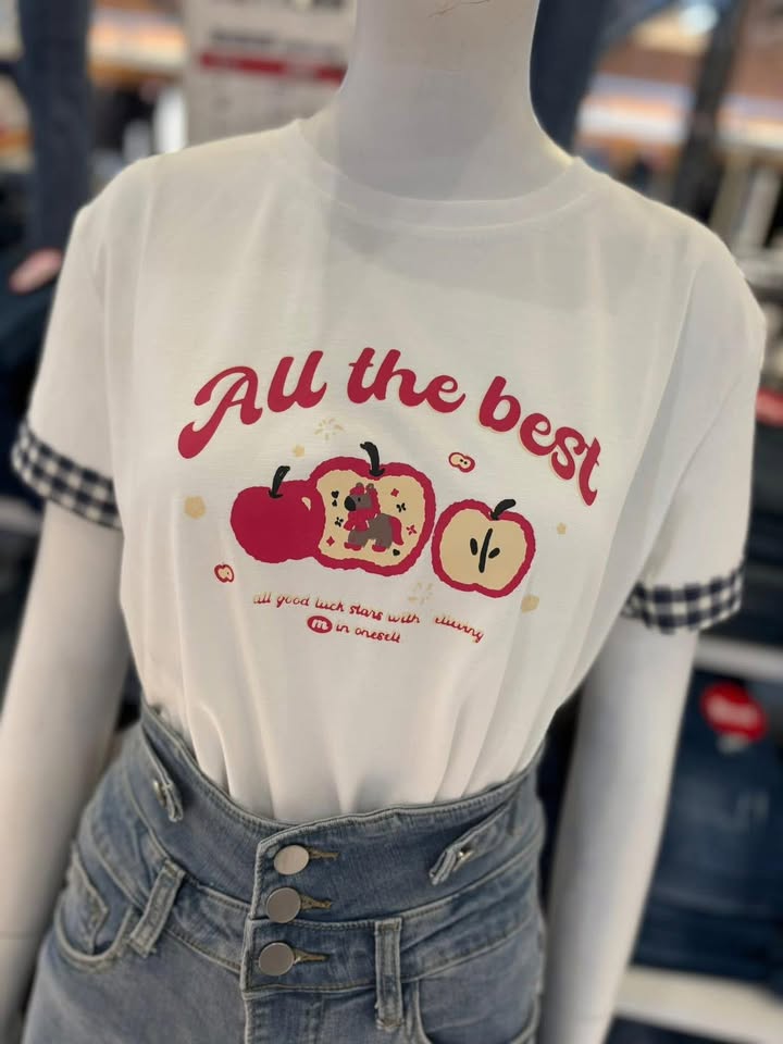 蘋果小馬圖案拼接袖口棉T 🍎:圖片 2