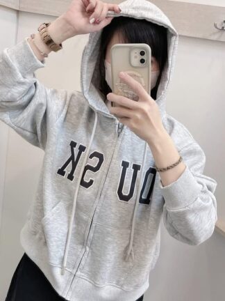 DU SK 灰色短版連帽外套