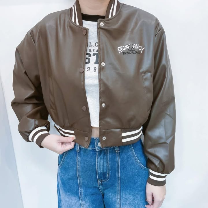韓系短版棒球外套(皮感):圖片 12
