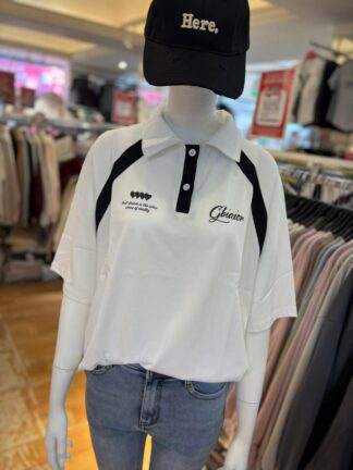 學院風撞色有領上衣