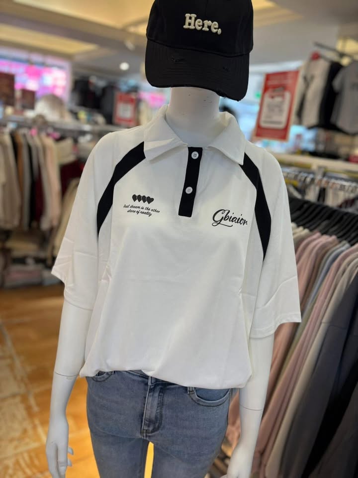 學院風撞色有領上衣