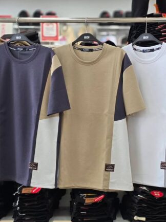 俐落廓形．都會肩部撞色拼接短袖 T