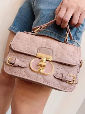 菱格鎖扣小方包