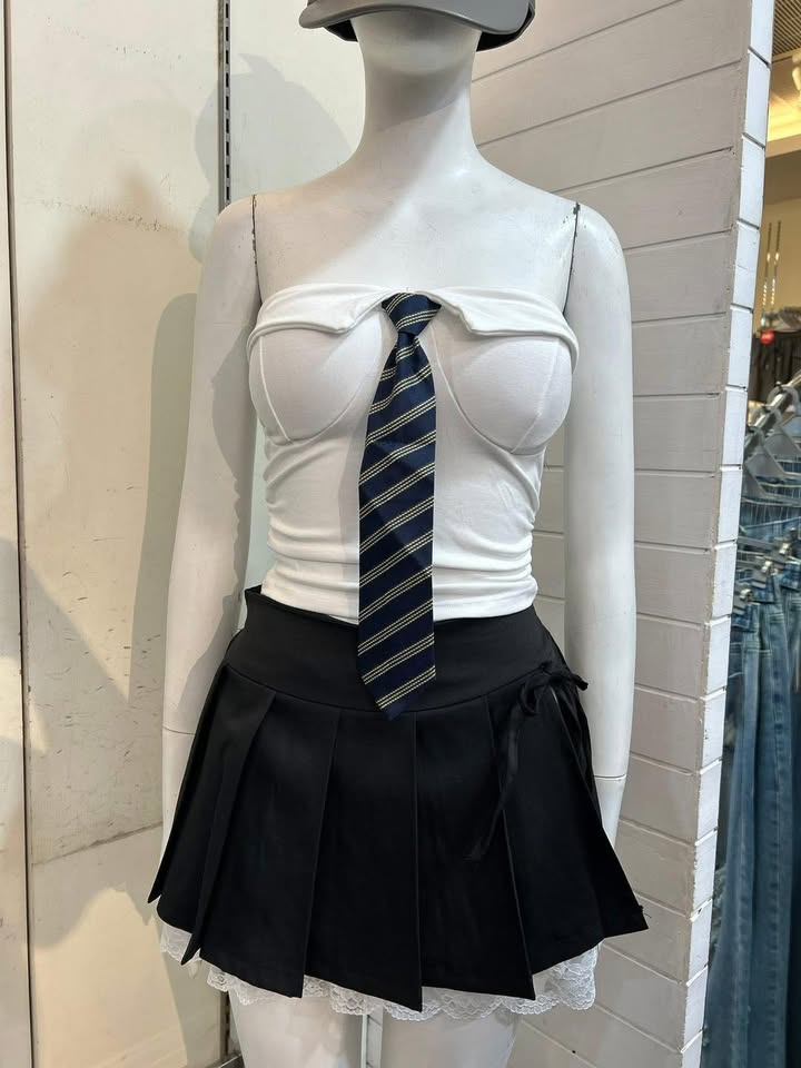 蕾絲拼接百褶短裙:圖片 2