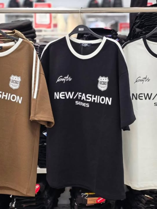 美式標語織帶圓領短袖 T