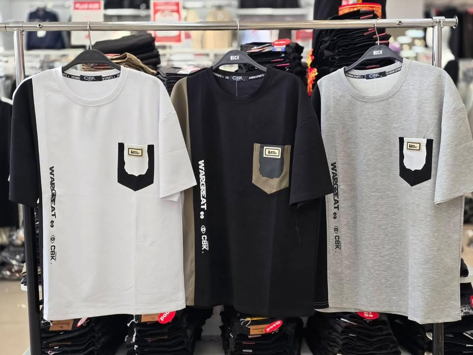 機能型格.拼接大口袋工裝短袖 T