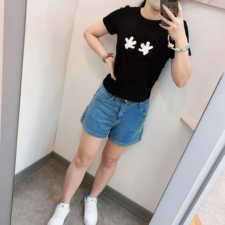 高腰三釦牛仔短褲:圖片 8