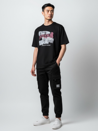 美式報紙拼貼印花圓領 T