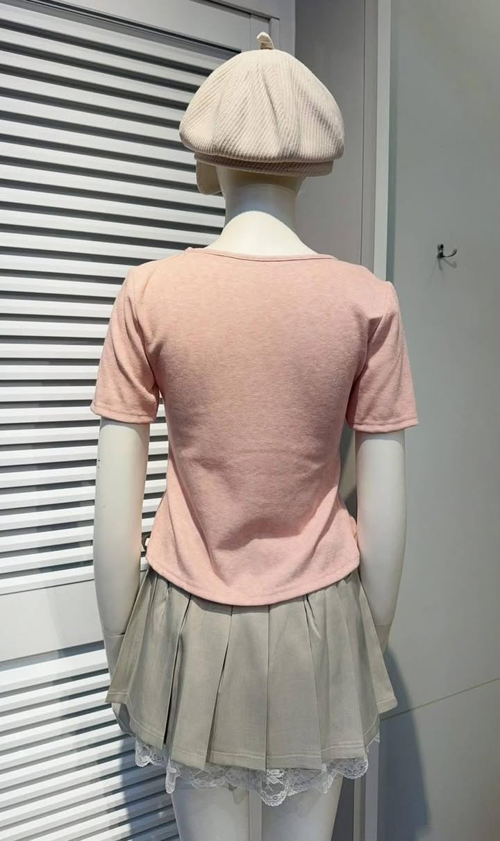 蝴蝶結蕾絲假兩件式上衣 - Image 9