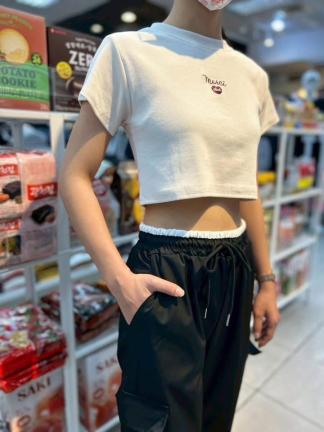 上衣｜刺繡短版T