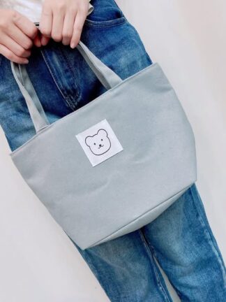 日系小熊帆布手提包