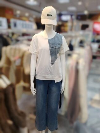 ✨ 拼接牛仔口袋造型上衣 ✨