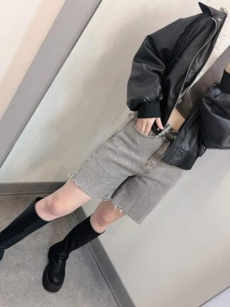 假兩件連帽短版皮外套