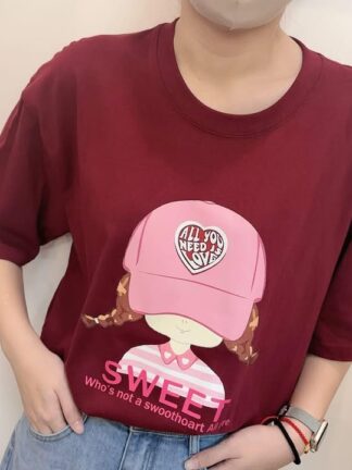 SWEET印花寬鬆T恤