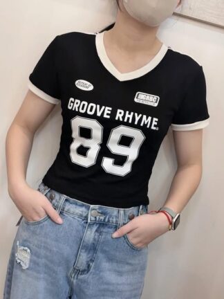 字母印花修身運動風上衣