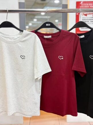 愛心刺繡短袖上衣