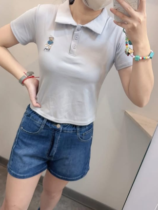 高腰彈力牛仔短褲