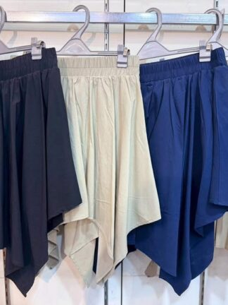 韓系不規則傘擺鬆緊褲裙