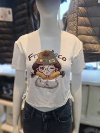 可愛女孩印花合身短版T