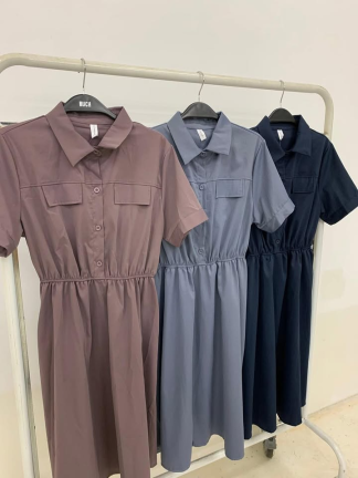 假口袋襯衫洋裝