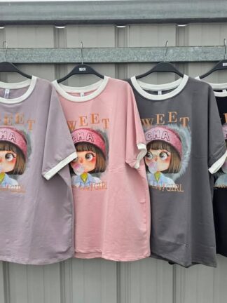 甜美可愛卡通女孩加大T恤