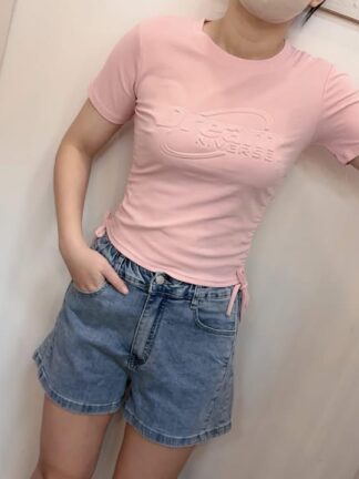 Dream字母抽繩短T