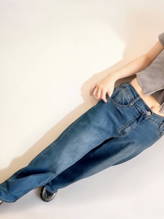 👖 修身顯瘦！高腰寬版牛仔褲