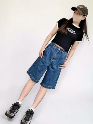 復古水洗丹寧五分寬