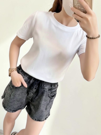 🤍百搭微短版素T