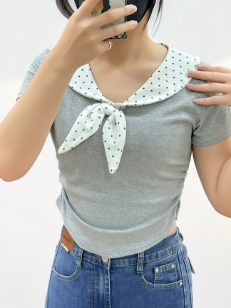 🎀 波點領結上衣｜甜美氣質必備款 🎀