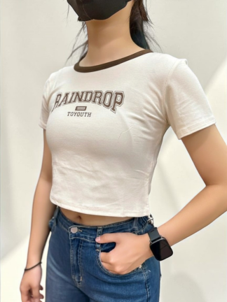上衣｜拼色字母短版T
