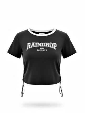 RAINDROP撞色短版抽繩上衣