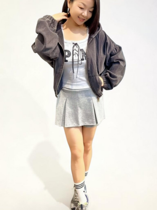 雙開拉鍊連帽牛仔外套