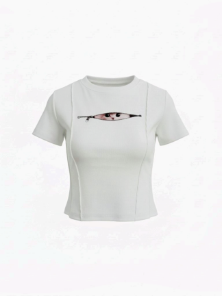 拉鍊小貓視覺修身短版上衣