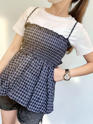 🎀格紋蝴蝶結綁帶吊帶背心