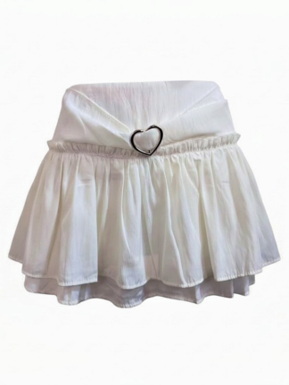 甜酷愛心扣百褶短裙