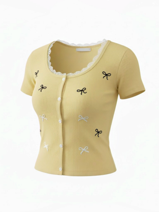 小蝴蝶結排扣合身上衣