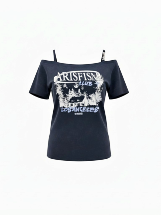 洛城印記斜肩棉感T