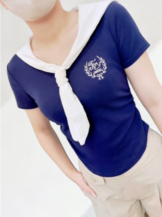 學院風海軍领短袖上衣