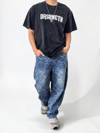 星芒標語重磅水洗寬版 T