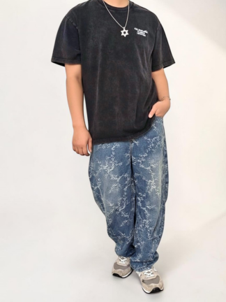 星芒標語重磅水洗寬版 T