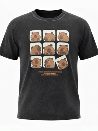 九宮格卡皮巴拉重磅水洗 T