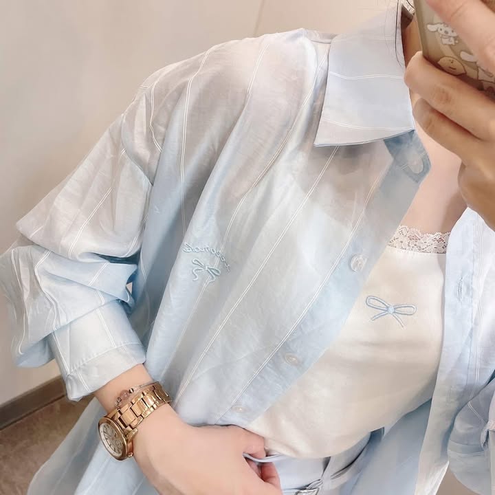 透膚感襯衫+蝴蝶結小背心:圖片 14