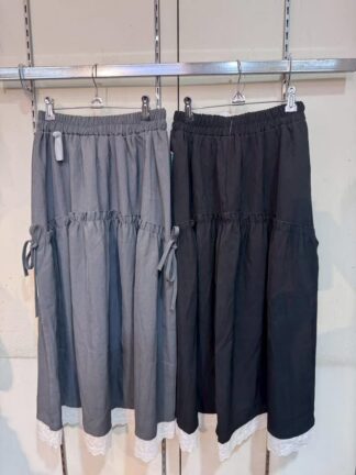 奶油花邊抽繩蛋糕長裙