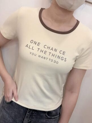 抽繩修身字母短版上衣