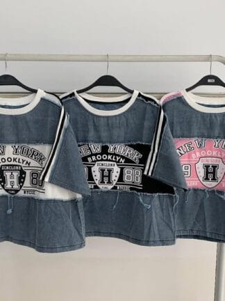 牛仔拼接英文寬ㄒ