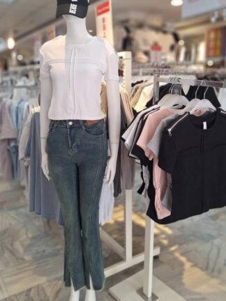 質感拼接拉鍊短袖上衣