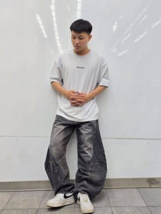 迷你標語重磅圓領 T